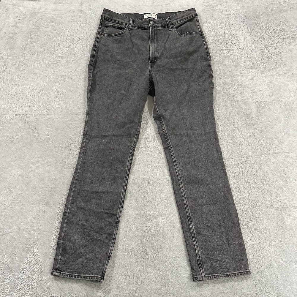 Abercrombie & Fitch Slim Straight Jeans Women 32/ 14 Gray Denim Casual Normcore